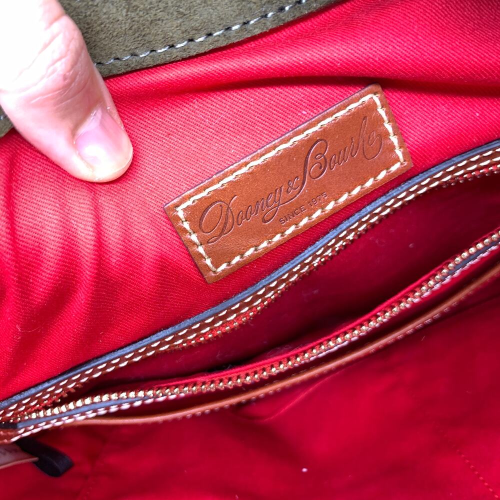 Dooney & Bourke Olive Green and Brown leather Shoulder Bag - Picture 14 of 16